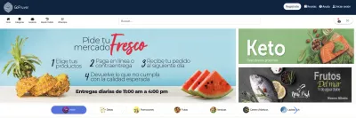 GoFruver online storefront with fresh-market categories and promotions