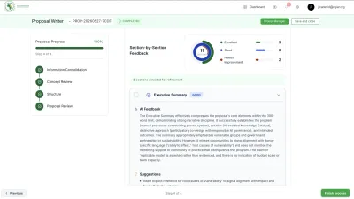 Section-by-section AI feedback on a funding proposal in IGAD