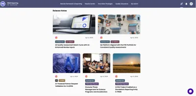 PRMS release notes documenting improvements to the reporting platform